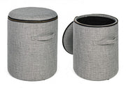 Set 2 Pouf in tessuto con contenitore Grigio RADMILA