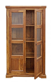 Vetrina 2 ante marrone in legno stile rustico