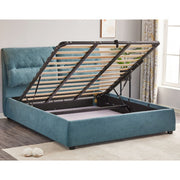 Letto Matrimoniale Contenitore Safira Tessuto Blu L 173 x P 214,5 x H 112 cm