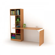 Scrivania con libreria colore bambu   con anta bianca