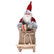 Babbo natale tessuto con slitta regali grigio rosso cm33x12h30