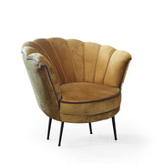 Poltrona a conchiglia Orel in velluto senape bordo grigio EFFEZ