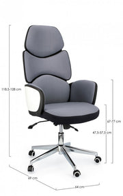 Poltrona ufficio con braccioli in tessuto Grigio Scuro ARMSTRONG 64x69 x h118,5/128 cm