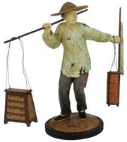 Statua resina mercante con bastone cy-0536 cm12x20h24