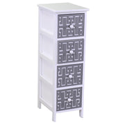 Mobiletto gianna cassettiera bianco grigio 4 cassetti cm 26x32h81