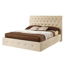Letto matrimoniale c/ contenitore  in ecopelle Crema 180x223xh.120 cm