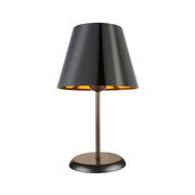 Lampada da tavolo Verda ASZ1212 in metallo e paralume tessuto nero