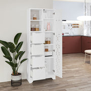 Mobile multiuso Yada maxi bianco con anta decorata 4 cassetti e 2 nicchie