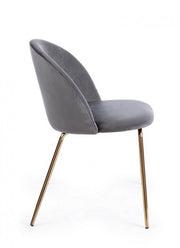 Sedia in velluto grigio con gambe oro