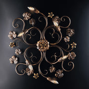 Plafoniera rosoni in ferro Marrone Oro sei luci 79x67x h17 cm