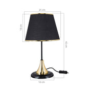 Lampada da tavolo Aden metallo e paralume tessuto nero ASZ1632