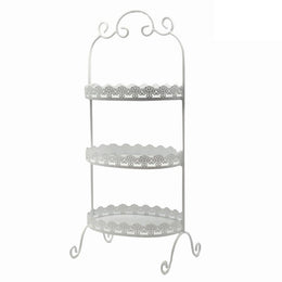Alzata metallo bianco ovale 3 piani cm 28x21,5h66