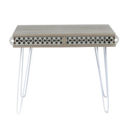 Scrivania Ilia piedi in metallo bianco e piano rovere 96x51x75 HMT190642
