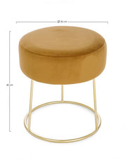 Pouf in velluto Giallo Ocra CLARISSA diametro 35x h40 cm