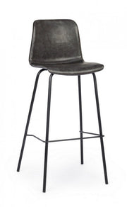 Sgabello bar vintage acciaio similpelle antracite Kyra cm 39 x 44 x 103,5