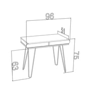 Scrivania Ilia piedi in metallo bianco e piano rovere 96x51x75 HMT190642
