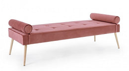 Panca rosa gambe oro design velluto rosa antico