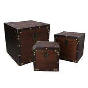 Scatola legno ecopelle marrone