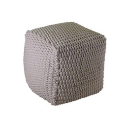 Pouff tessuto bianco quadro
