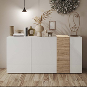 Madia con 3 ante bianco lucido rovere Kadiz L.181 x H.86 x P.44 cm