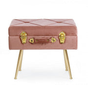 Sgabello con contenitore in velluto Rosa Antico POLINA 50x34x h42 cm