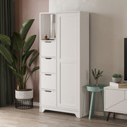 Mobile multiuso Yada midi bianco con 1 anta, 4 cassetti H 164.5 x L 77 x P 29.6 cm