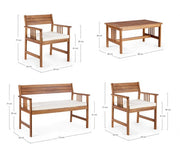 Set salotto in legno acacia noemi con cuscini