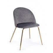 Sedia in velluto grigio con gambe oro