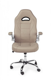 Poltrona da ufficio rivestita in pelle Boneville Beige