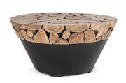 Tavolino in legno e acciaio stile industriale cm Ø90x45h