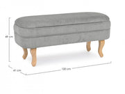 Panca contenitore Chenille vintage in velluto grigio chiaro 102x41x49h cm
