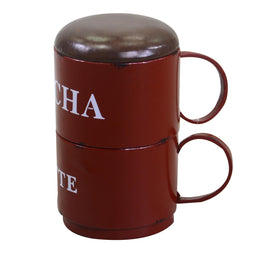 Pouff metallo tazzine rosso tondo cm 44 x 30 x h50