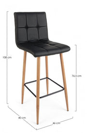 2x Sgabello Bar Bruce Pu Nero