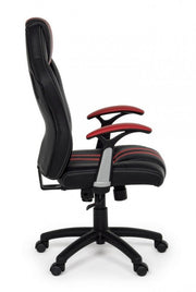 Poltrona ufficio con braccioli Spider rosso in similpelle