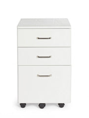 Cassettiera da ufficio in MDF tre cassetti Bianco Frassinato NADIR 40x44x h65 cm