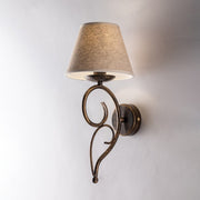 Applique Vienna in ferro Marrone Oro una luce paralume  tessuto 19x h38 cm
