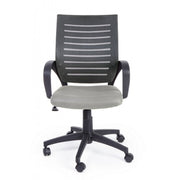 Sedia da ufficio grigio con ruote e braccioli