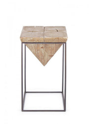 Sgabello in acciaio seduta in legno di abete PRISMY 31x31xh.55 cm