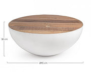 Tavolino bianco in legno riciclato stile design cm Ø90 - 38