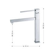 Miscelatore lavabo per bagno finitura cromo h.30x22 cm