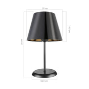 Lampada da tavolo Verda ASZ1212 in metallo e paralume tessuto nero