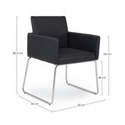 Sedia con braccioli in similpelle Nero SIXTY 60x54x h80,5 cm