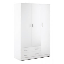 Armadio tre ante due cassetti Bianco 115x52x h180 cm