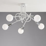 Plafoniera urban in ferro Bianco rifinitura Cromo cinque luci 52x h33 cm