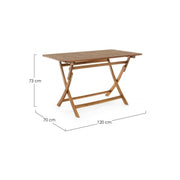 Tavolo da giardino Pieghevole Rettangolare 120x70x h73 cm