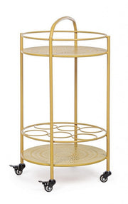 Carrello per bottiglie in acciaio Giallo Ocra
