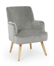 Poltrona vintage da soggiorno in velluto Grigio ADELINE 60x67x h79 cm
