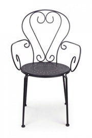 Sedia da giardino con braccioli in acciaio Antracite ETIENNE 49x49x h89 cm
