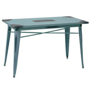Tavolo top ferro bristol azzurro anticorettangolare cm 120x60h76