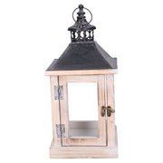 Lanterna legno sbiancato rettangolare cm17x17h37